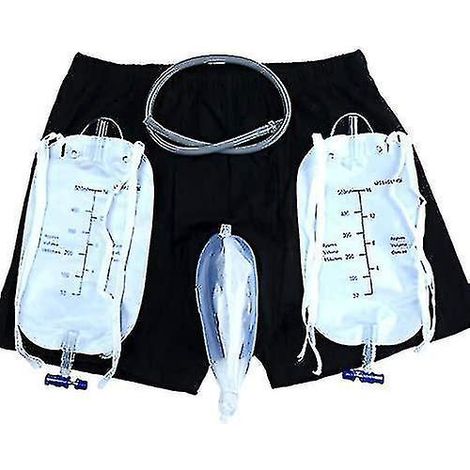 Culottes pour incontinence masculine avec poche de recueil d'urine portable et étanche, porte-cathéter urinaire pour personnes âgées - M (1/5)