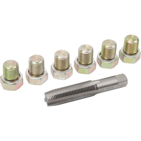 Kit de réparation de filetage de bouchon de vidange 13 pièces M13 x 1,5 mm, outil de taraudage pour carter d'huile, jeu de vis de reprise. (1/5)