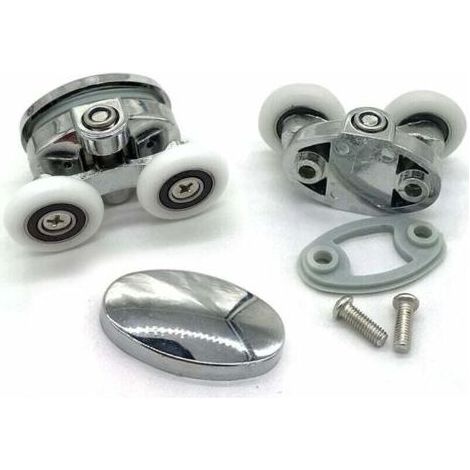 Lot de 4 roulettes de porte de douche - À deux roues - Ovales - En forme de papillon (23mm) (1/3)
