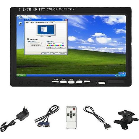 Monitor VGA HD de 7 pulgadas para coche, monitor de visión trasera, monitor de vídeo para marcha atrás, accesorios para coche. (1/5)