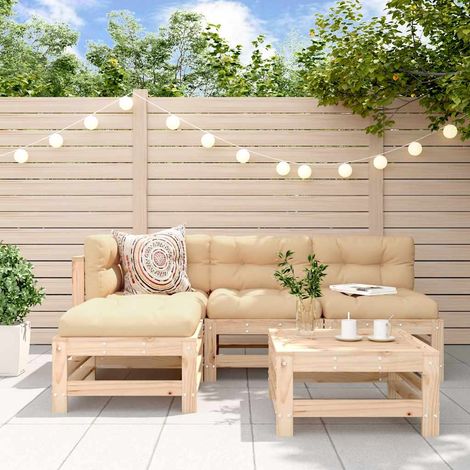 vidaXL Juego de sofás de jardín 5 piezas madera maciza de pino (1/5)