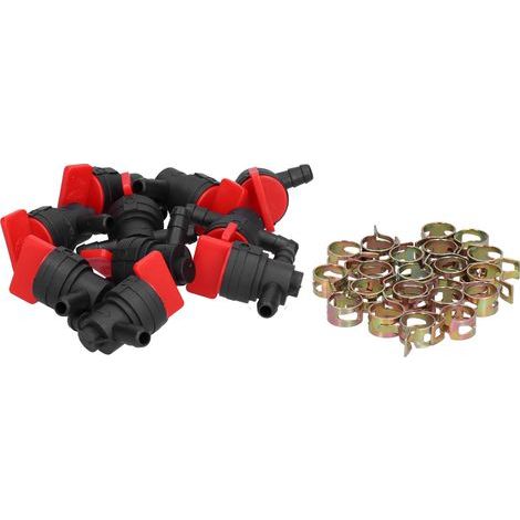 10-Pièces Noir Rouge Vanne d'Arrêt de Carburant à 90° pour Ligne Carburant 1/4 Pouce 494539 698181 697944 35857 (1/5)