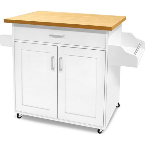 AUFUN chariot de cuisine chariot roulant pour îlot de cuisine avec tiroirs, armoire de cuisine avec porte-serviettes et planche à épices, chariot pour îlot de cuisine avec plan de travail sur 4 roulet (1/5)