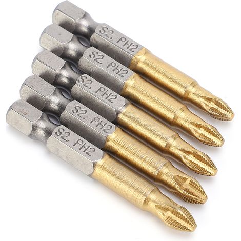 5-teiliges PH2-Kreuzschlitzschraubendreher-Bit-Set, rutschfest, 1/4-Zoll-Sechskantschaft, 50 mm (1/5)