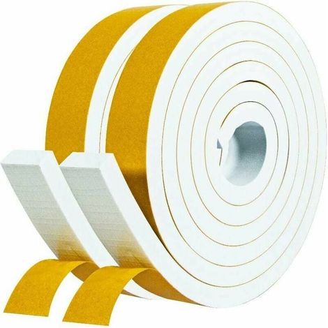 Joint Adhésif en Caoutchouc pour Fenetre Porte Entrée de garage douche 2 rouleaux 25mm x 10mm x 5m Joint Calfeutrage en Bande d'Isolation Phonique Protection Antichoc - 2 pcs 5m (1/5)