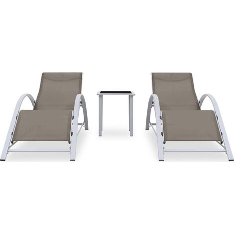 Maison Exclusive - Sonnenliegen 2 Stk. mit Tisch Aluminium Taupe
