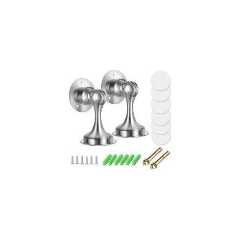 2pcs Butoir de Porte Magnétique en Acier Inoxydable Butées Arrêts de Porte Door Stoppers pour Montage Mural ou au Sol avec Ruban Adhésif Double Face ou Vis - Inutile de Percer (1/4)