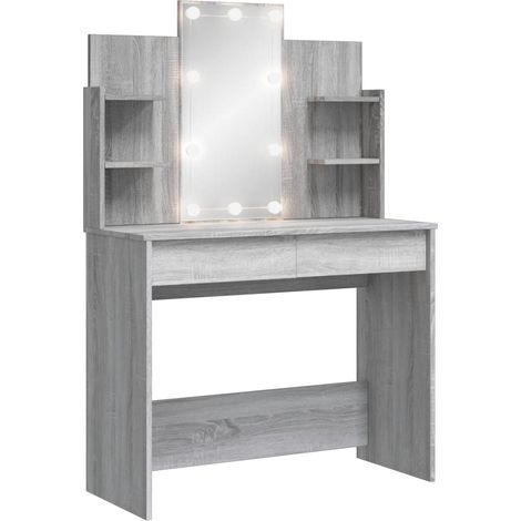 Coiffeuse avec lumières LED sonoma gris 96x40x142 (1/5)