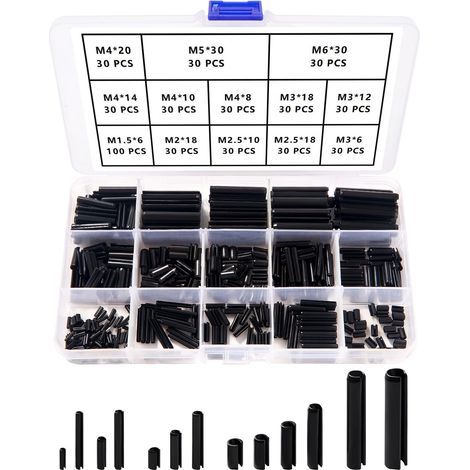 460 Pièces 13 Tailles M1.5 / M2 / M2.5 / M3 / M4 / M5 / M6 Goupilles à Ressort Creux Kit, Fendue Goupilles, Goupilles Fendues en Acier au Manganèse Kit, pour Réparation Automobile (1/5)