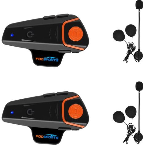 Intercom Moto, Étanche, Portée Max 1000 Mètres, 2 Motards Parlent Simultanément, Batterie Rechargeable 450mAh, Compatible avec Divers Types de Casques (1/5)