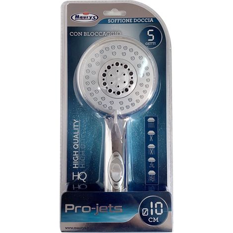 MAURY'S SOFFIONE DOCCIA MULTIFUNZIONE 5 FUNZIONI 10 CM CON BLOCCAGGIO (1/2)