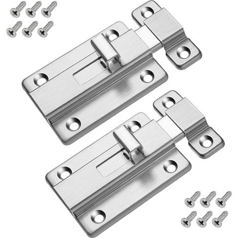 Loquet Coulissant avec Vis Loquet de Porte en Acier Inoxydable 66x45 mm Loquet Verrou Verrou Porte pour Portes Intérieures Salle de Bain Toilette Chambre Porte (1/5)