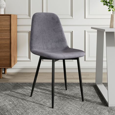 Set of 2 Velvet Upholstered Dining Chairs Rhombus Patterned Back (1/5)
