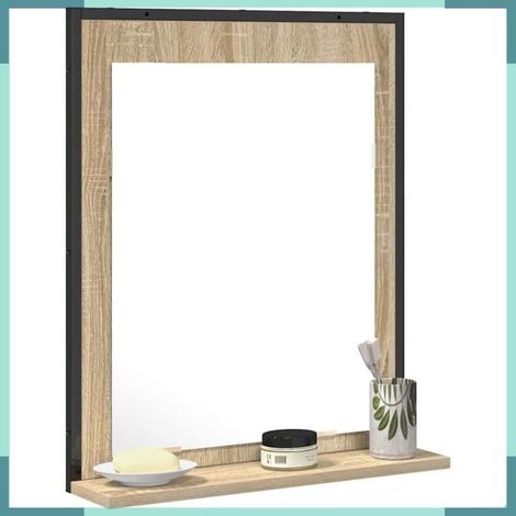 864339 Miroir de salle de bain avec étagère Noir 50 x 12 x 60 cm (1/5)