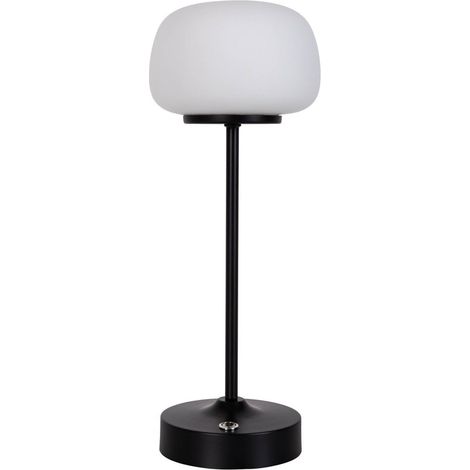 Lampe de table LED sans fil à batterie en métal noir et verre blanc 30 cm blanc chaud - PANGIVO (1/5)