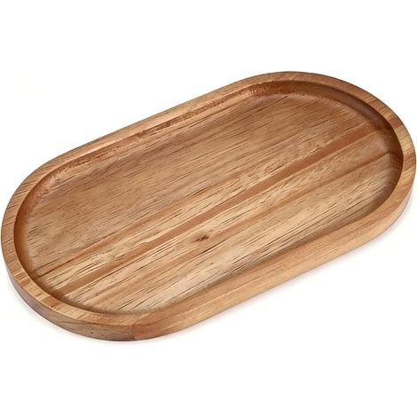Plateau Bois Acacia Ovale 19x10.5cm Décoratif Cuisine Salon Bureau (1/5)