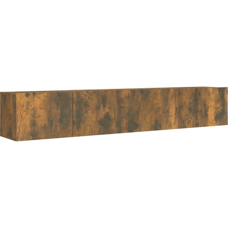 Ensemble de meubles armoire buffet TV télévision salon chambre séjour 2 pièces chêne fumé bois d'ingénierie brun