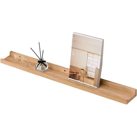 Étagère Murale, 90cm Étagère Flottante en Bois de chêne Massif, Rustique Etagere Bois pour Salon, Cuisine, Chambre, Salle de Bain (1/5)