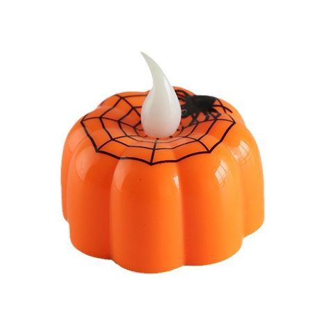 Paquete de 10 velas de té sin llama con forma de calabaza para Halloween, velas de té con punta en D, farolillos decorativos naranjas para Halloween, blanco cálido. (1/5)
