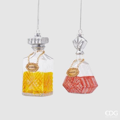 EDG Enzo De Gasperi Decorazione di Natale Bottiglie Liquore Ass. H 13 Cm Vetro Multicolor 1 Pz