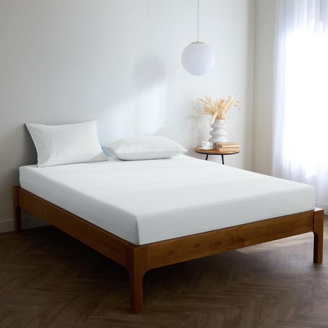 FITLAB-- Drap Housse 90x200 avec Bonnet 30cm,Doux, Résistant, Anti-Plis, Élastique Tout Autour,(90x200 cm, Blanc) (1/5)