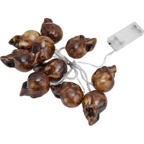 LED-Totenkopf-Lichterkette mit 10 LEDs – Gruselig realistische, batteriebetriebene Halloween-Beleuchtung für Gartenpartys (1/5)