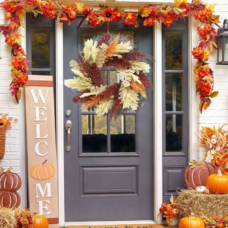 Guirlande De Porte - Guirlande D'automne Et D'action De Grâce - 50 Cm - Extérieure Et Intérieure - Artificielle - 1 Pièce (1/5)