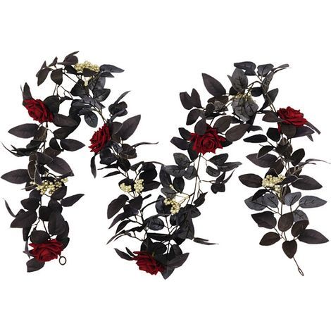 Guirlande de roses artificielles décorative à suspendre, idéale pour Halloween et autres fêtes (180 cm). (1/2)