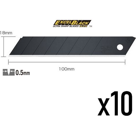 Lames Black cutter OLFA usage intensif et polyvalent vendu en étui 10 lames - 18 mm (1/2)
