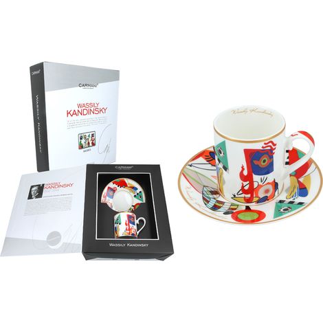 Tassen- und Untertassenset mit Wassily-Kandinsky-Musen – Kunstgeschenk (1/5)
