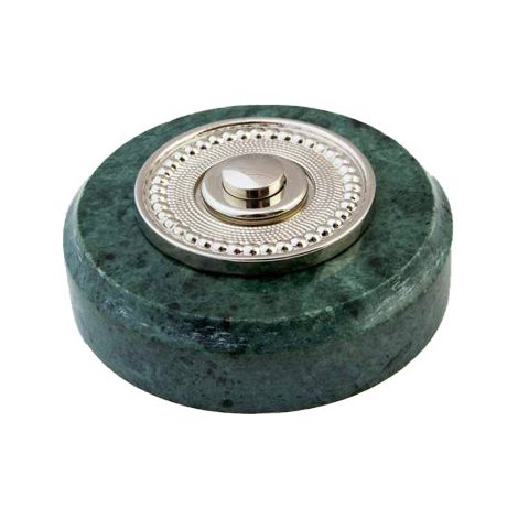 Sonnette Rambouillet filaire marbre vert collerette perlée chrome