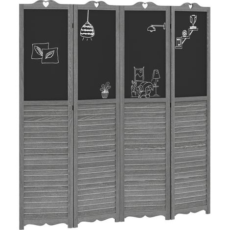 Paravent pliant 4 panneaux avec ardoises, 162x172 cm, gris (1/5)
