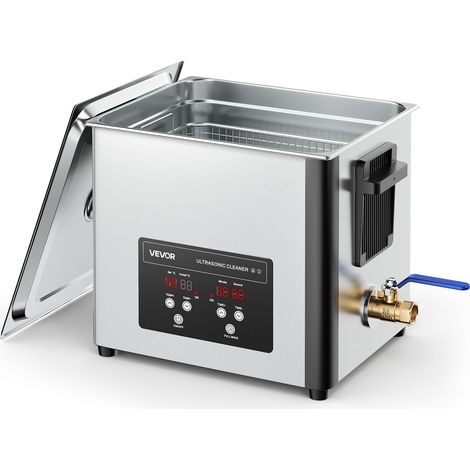 VEVOR Nettoyeur a Ultrasons 10 L, Appareil de Nettoyage par Ultrasons 180 W 40 kHz, avec Panier de Nettoyage et Affichage Numerique, en Acier Inoxydable, pour Bijoux Lunettes Montres Pieces de Monnaie