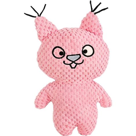 Pet jouet résistant aux morsures avec effet sonore interactif chiot jouet à macher Cartoon design dents Oral Health Safe jouet à macher – Rose (1/5)