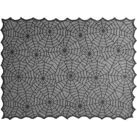 Nappe d'Halloween, 81 x 104 cm, lavable et imperméable, motif chauve-souris en dentelle noire, idéale pour les fêtes à thème d'Halloween. (1/5)