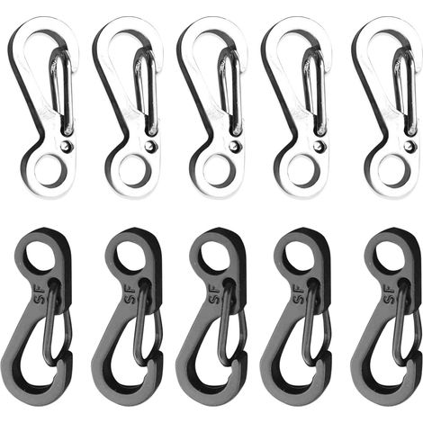Mini SF Carabiner Mini Carabiner Spring Buckle Camping Carabiner Clip Ring Lightweight Small Carabiner Clip (Black,Silver) (1/5)