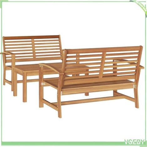 Ensemble canapé de jardin 3 pcs - FAFEICY - 3356855 - Teck massif - 4 places - Coussins déhoussables (1/5)