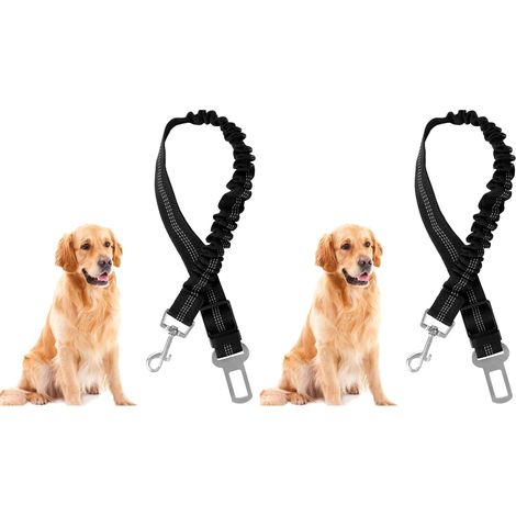Ceinture Chien Voiture, 1 Pièces Harnais, Ceinture Securite avec Absorption des Chocs et Mousqueton pour Tout Type de Voiture pour Tous Les Chiens et Chats (Lot de 2) (1/5)