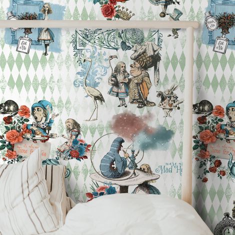 Carta da Parati Alice nel Paese delle Meraviglie in Fogli di Carta, 250x200cm (1/5)