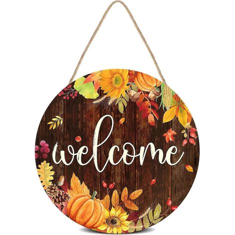 Panneau Decoratif Bois - Ronde 30x30 cm - Decoration Porte Merci - Style Retro Distressé - 1 Pièce (1/5)