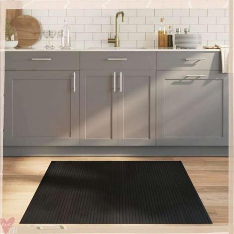 376798 Tapis rectangulaire noir 100x100 cm bambou (1/5)