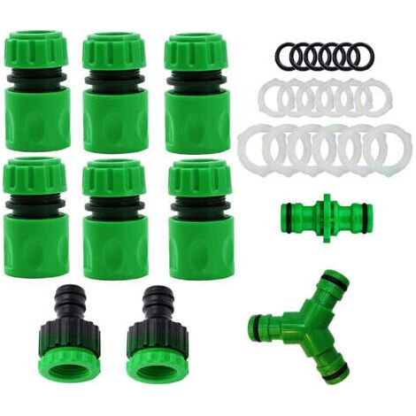 royaluxe-Lot de 10 Raccord Tuyau D'arrosage 3/4" 19mm,Kit de Raccordement de Robinet Tuyau de Jardin -Raccord D'arrosage Rapide,Double Mâle,Séparateur en Y,2en1 Robinet Filetage,Joint de Réparation de