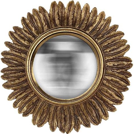 Miroir rond soleil convexe contours plumes 33 cm (1/2)
