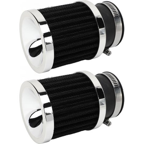 Filtre à air moto conique haute performance 2 pièces, protection moteur, clamp-on pour carburateur 28-48mm, argent et noir. (1/5)