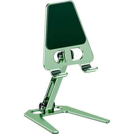 Support de téléphone portable en alliage d'aluminium, réglable, pliable et antidérapant, pour la maison, le dortoir ou le bureau (vert). (1/5)