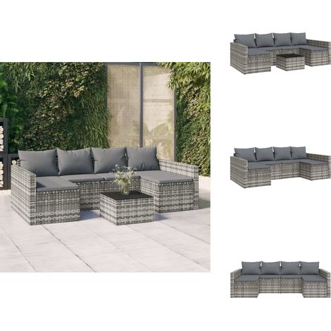 Salon de jardin 2 pcs avec coussins Gris Résine tressée - Salon De Jardin - Mobilier De Jardin - Set De Salon - Ensemble Extérieur - Chaise Lounge (1/5)