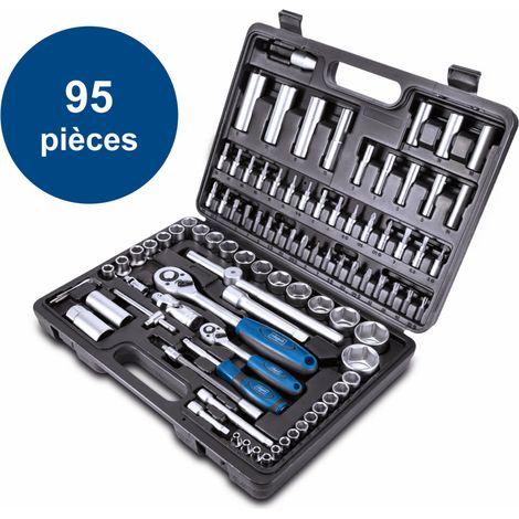 Scheppach Coffret à outils TB94 - Mallette à outils - Coffret multi outils - Coffret à outils résistant et compact - 94 pièces - En Acier Chrome Vanadium