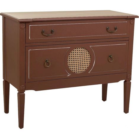 Commode bois et rotin avec tiroirs marron ambiance naturelle - Marron naturel et rotin clair (1/5)