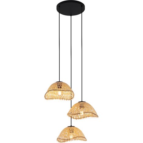 Bohemian Pendant Lamp Black with Bamboo 3-Light - Lily