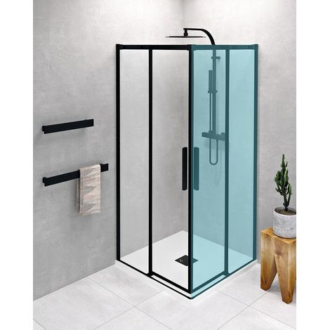 Polysan Altis Line - Porte de douche, 100x200 cm, noir mat/verre transparent AL1512B (1/5)
